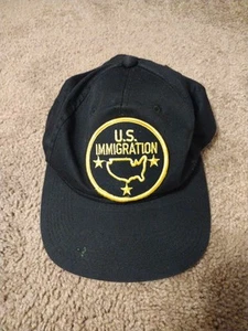 Vintage Black US Immigration Snapback Baseball Cap Hat Patch YoungAn Hat Co - Picture 1 of 5