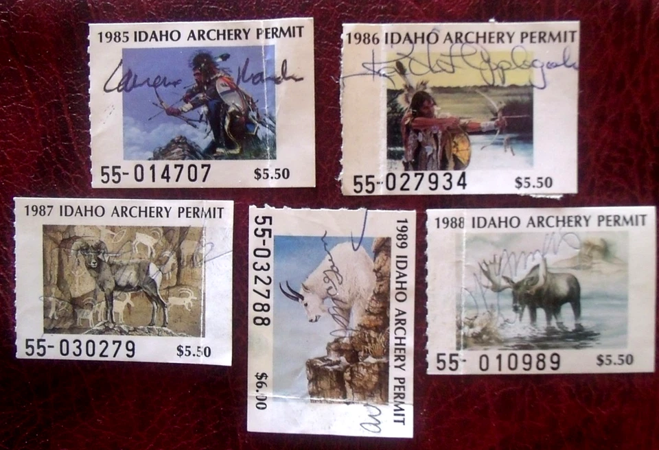 5 Idaho Archery Hunting Stamps  Lot#92z - Image 1 of 1