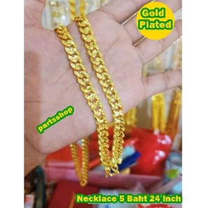 Thai Gold 24k Solid Necklace Yellow Chain Pendant Weight 5 Baht Jewelry 24 in - Picture 1 of 6