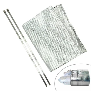 Aluminum Fiberglas Universal Starter Heat Shield 7X22 in Wrap Self Attaching Hot - Bild 1 von 4