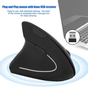 Left Handed 2.4GHz Wireless USB Ergonomic Vertical Optical Mouse For PC Compu FG - Picture 1 of 14