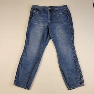 Judy Blue Jeans Womens 18W  Braided Side Denim Pants 26" Inseam Relaxed Fit - Picture 1 of 15