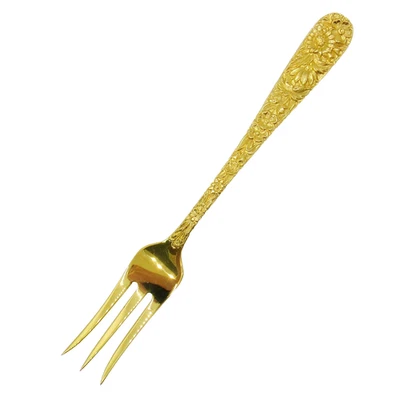 DE COLECCIÓN PLATA ESTERLINA S.KIRK & SON REPOUSSE-ORO VERMEIL FRUTA TENEDOR DE CÓCTEL Foto 1 de 4