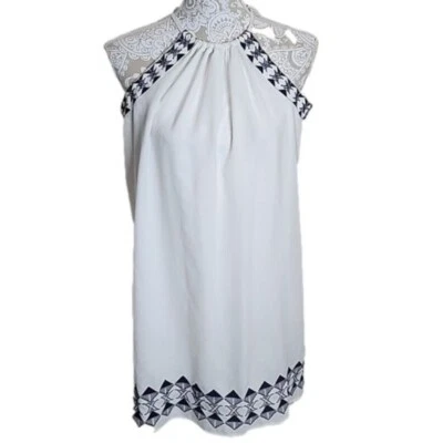 Vestido halter bordado mediano Romeo & Juliet Couture Boho blanco y negro para mujer Foto 1 de 4