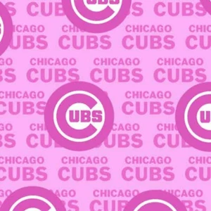 Tela de algodón rosa con logotipo de BTY MLB Team Chicago Cubs por yarda - Imagen 1 de 1