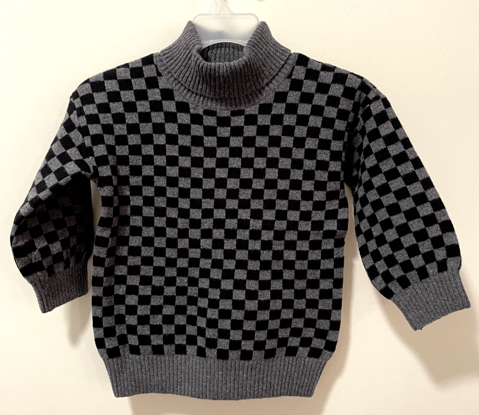New Baby Gap Gray / Black Check Turtleneck Sweater Size 4T - Image 1 of 1
