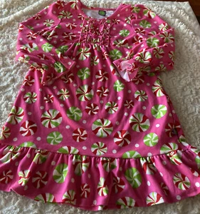 Dollie & Me Girls Pink Red White Green Christmas Candy Fleece Nightgown 7 - Picture 1 of 9