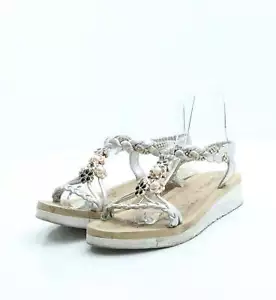 Kelsi Womens Silver Polyester Slingback Sandal UK 4 - Picture 1 of 12