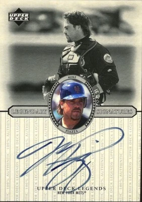 Mike Piazza 2000 Upper Deck 传奇卡签名亲笔签名纽约大都会队 — 第 1/2 张图片