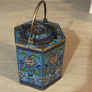 SUPERB Small Qing Dynasty CHINESE CLOISONNE TEA KETTLE w/WATER BATH-NICE-NR - Picture 1 of 9