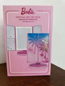 NIB Impressions X Barbie Tri-Fold LED Tri-Tone Makeup Mirror w/Magnification - Picture 1 of 6