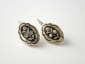 Antike Biedermeier Ohrringe Antikschmuck 2,0 g/1,8 x 1,1 cm+ 2,1 x 1,1 cm - Bild 1 von 5