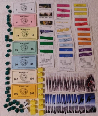 Monopoly 2001 Edición Montañismo Juego Piezas Dinero Propiedad Tarjetas HOTELES Foto 1 de 4