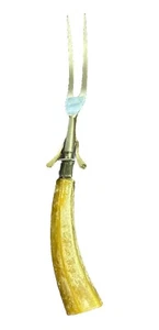 Vintage Carving Fork 19th Century Bakelite & Sterling Silver Collar 11.5” - Picture 1 of 13