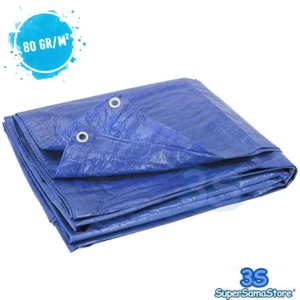 3S TELO TELONE OCCHIELLATO IMPERMEABILE 80gr /m� CON OCCHIELLI ALTA RESISTENZA - Afbeelding 1 van 13
