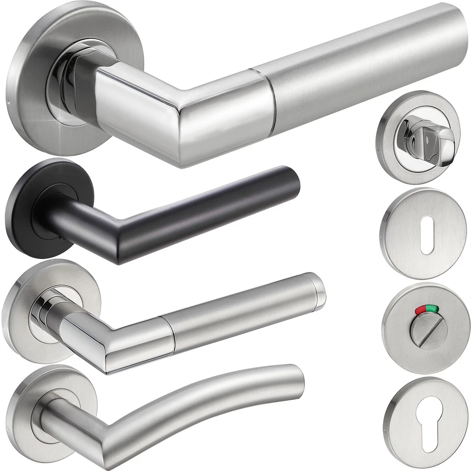Türgriff Edelstahl Türgarnitur Türdrücker Türbeschlag Türklinke Innentür Bad WC - Bild 1 von 4