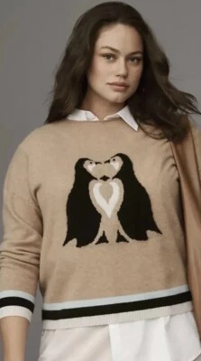 Suéter Gráfico Anthropologie Maeve Cashmere Critter 191 Pingüinos Nuevo con Etiquetas S $180 Foto 1 de 4