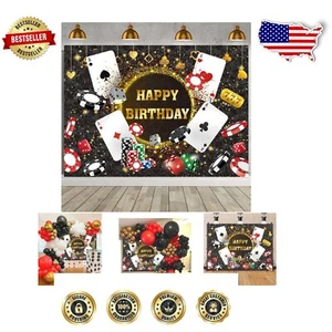 Deluxe 10x8ft Gold Glitter Casino Theme Background Perfect for Celebrations - Picture 1 of 9