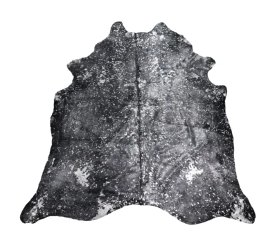 New Metallic Black and Silver Cowhide Rug Cow Skin Size 5x7 feet Free Shipping - Image 1 of 4