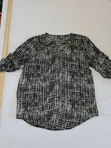 Halbtransparentes Damenoberteil Apricot Größe 14 Schwarz Mix Rollriegelärmel 7891 - Bild 1 von 10