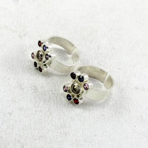 Anillo de dedo del pie para mujer par de Bichhudi piedra multi cristal hecho a mano joyería de moda - Imagen 1 de 6