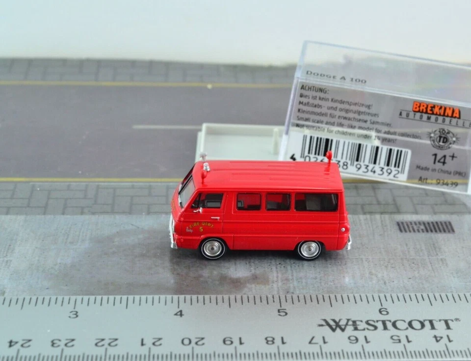 HO Scale BREKINA 1964 Dodge a 100 Fire Department # 5 Cargo Van