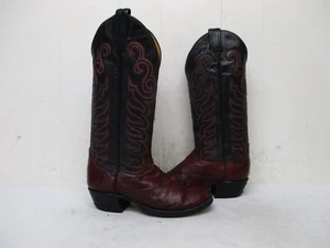 Tony Lama Burgundy Eel Skin Leather Cowboy Boots Womens Size 4.5 C Style 0790 - Picture 1 of 9