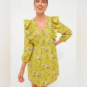Tuckernuck Hyacinth House Green Floral Ruffle Reese Mini Dress, Size M - Picture 1 of 13