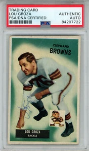 Lou Groza Autographed/Signed 1955 Bowman #37 Trading Card PSA Slab 43715 - Picture 1 of 2