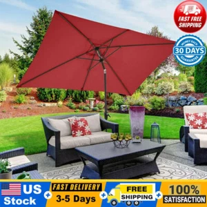 Rectangular Patio Umbrella W/ Push Button Tilt Crank Outdoor Market Table 10 Ft - Picture 1 of 10