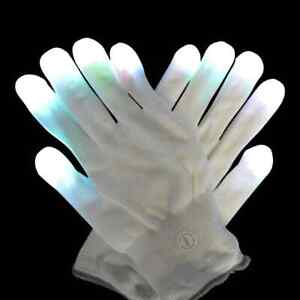 2 Pair Glow In The Dark LED Gloves Party Favors Light Up Gloves Finger Lights