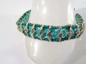 J.Crew Women's Turq Green Red Beaded Crystal Friendship Bracelet NWOT 39 - Picture 1 of 8