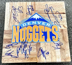 2007-08 DENVER NUGGETS Team SIGNED 12X12 Wood Floor MARCUS CAMBY KENYON MARTIN - Picture 1 of 1