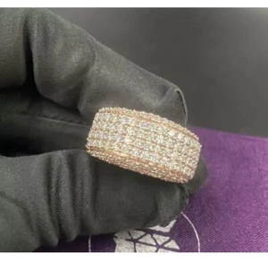 Anillo de diamantes cultivados en laboratorio y oro real de 1010 k talla 9 y 6 para hombre - Imagen 1 de 1
