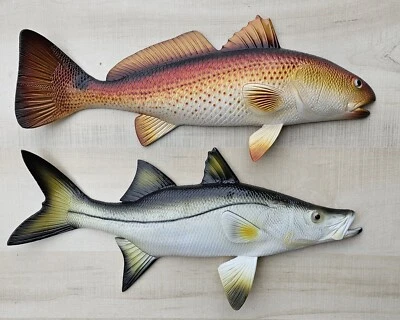 Redfish Snook Pintado a Mano 19" Réplica Montaje en Pared Juego Pesca Agua Salada  Foto 1 de 4