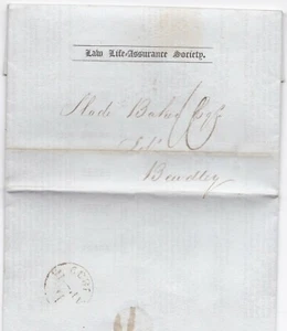 1839 LAW LIFE ASSURANCE SOCy PRINTED LETTER LONDON TO SLADE BAKER £5000 POLICY - Picture 1 of 3
