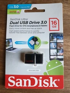 Clé USB 3.0 à Double Connectique Sandisk Ultra 16 Go 3.0 130MO/S OTG NEUF - Photo 1/6