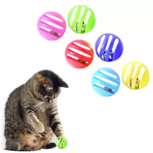 6X Plastic Balls W/ Bells Cat Toys Kitten Puppy Chase Round Play Rattle Colorful - Picture 1 of 1