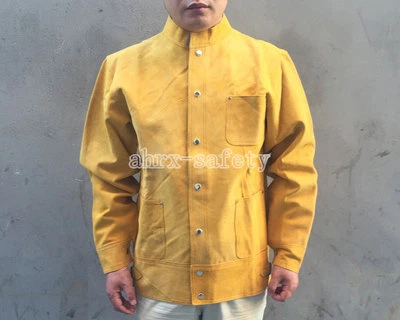 Brown Flame-Resistant Heavy Duty Leather Welding Jacket for Welders - Image 1 of 2