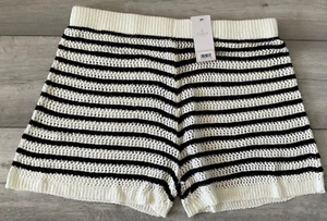 LIPSY LONDON STRIPE KNIT CROCHET SHORTS..BRAND NEW..SIZE 16..BLACK & WHITE - Picture 1 of 2