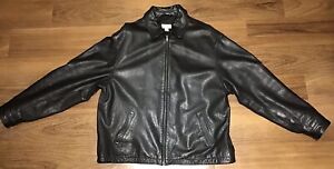Vintage Old Navy Black Pebbled Grain Genuine Leather Jacket - Men’s Size XL 