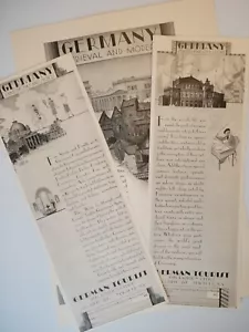 1929 Alemania Turismo Viajes Conjunto De 3 Anuncios Originales La Encuesta 3.5x10"-8x11.5" - Imagen 1 de 3