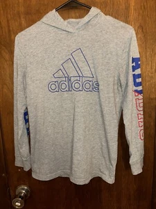 Adidas Pullover Hooded Long Sleeve Shirt Boys (M) 10/12 Gray w/Logo - Picture 1 of 5