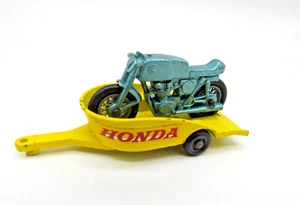 Vintage 1960's Matchbox Lesney #38 Motorcycle Trailer & Honda Motorbike England - Picture 1 of 10