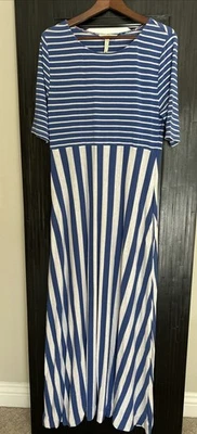 Matilda Jane Women’s Sz L Maxi Dress, Out Of The Blue, Blue & White Stripe - Image 1 of 4
