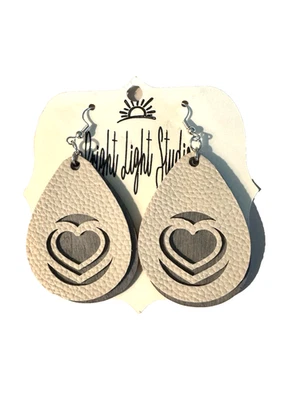 NEW with tag Faux Tan Leather and Gray Wood Fish Hook Fashion Jewelry - Image 1 of 3