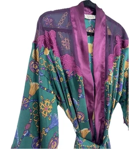 Kimono vintage Victoria’s Secret etichetta oro trasparente accappatoio catena gioiello barocco - Foto 1 di 15