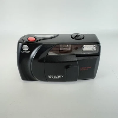Vintage Minolta Memory Maker 35mm Film Camera Point Shoot Flash DX Auto Black - Image 1 of 4