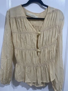 Blusa MUNTHE PLUS SIMONSEN Talla M Beige Seda 100% Manga Larga - Imagen 1 de 9