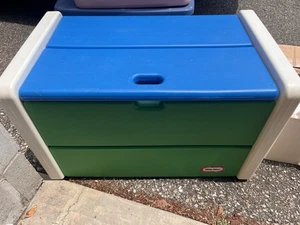 Scatola portagiochi vintage Little Tikes taglia bambino verde blu bianco - Foto 1 di 7